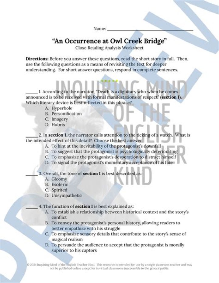 What literary devices are used in An Occurrence at Owl Creek Bridge?